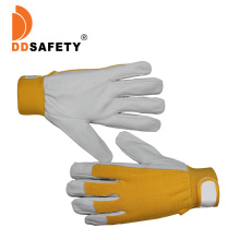 Pig Grain Leather Gloves with Fastener Wrist